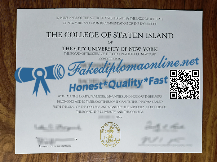 College of Staten Island diploma